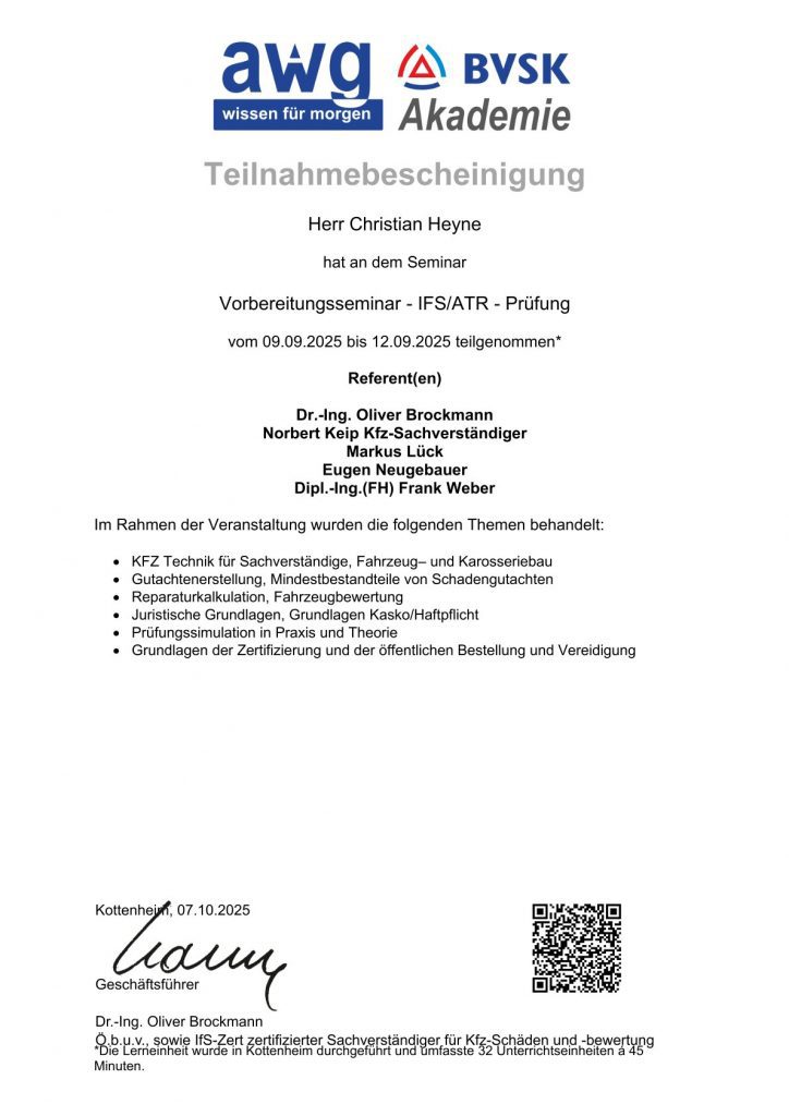 Seminarbescheinigung_IFS/ATR